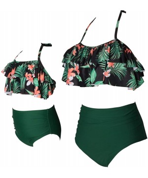 Family Matching Mom Girls Bathing Suit Mommy and Me Swimsuit Swimwear Bikini Set - Leafs - CC193RO8TS6 $17.84-Sets