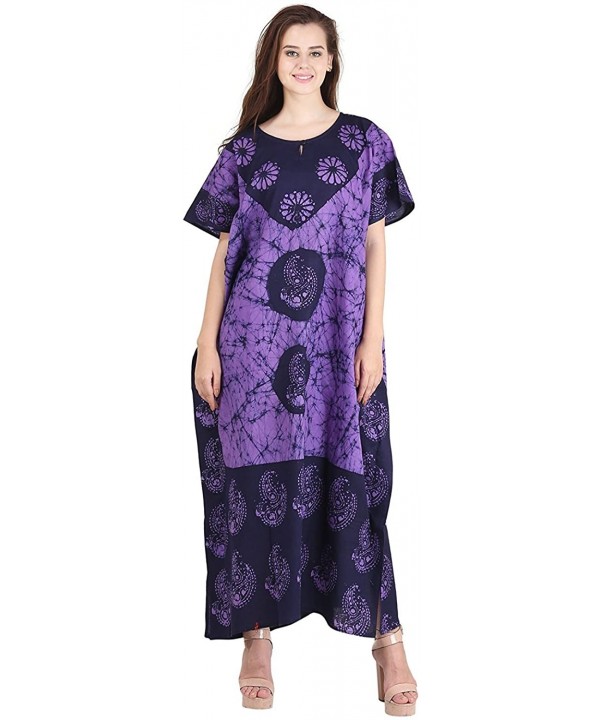 Women's Ethnic Print Kaftan Maxi Dress Summer Beach Dress Cover Up - Missing-purple-k - CD18RQARLXK $21.19-Cover-Ups