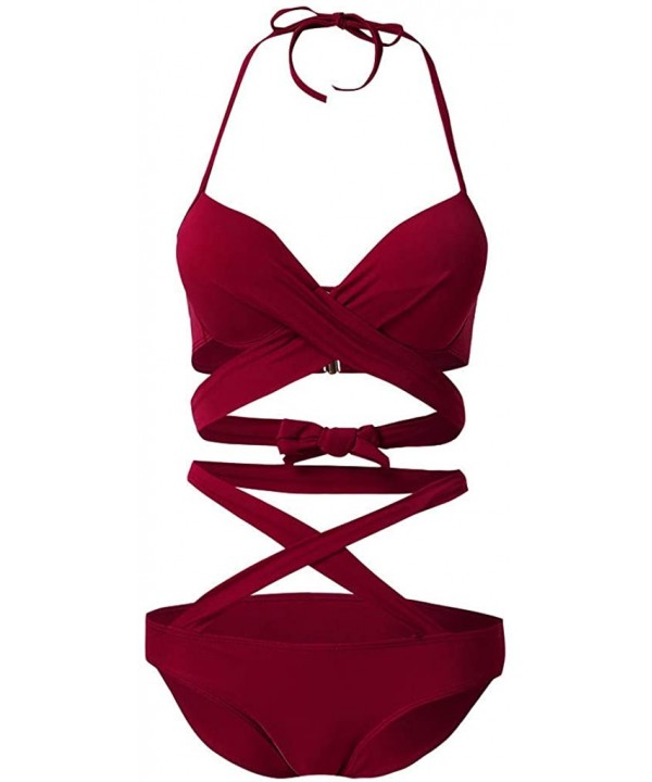 Women Sexy High Cut One Piece Swimsuit Funny Bathing Suit Monokini Swimwear - Wine - C5194UY0MTZ $15.19-Racing