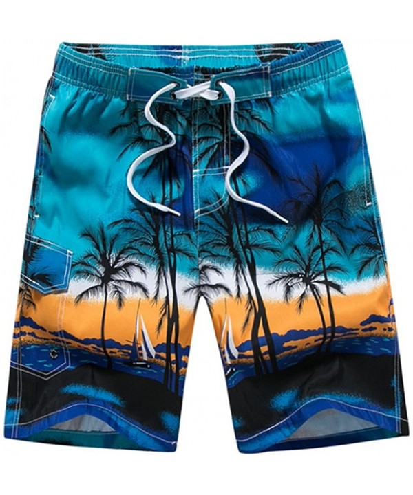 Men Swim Shorts Swimwear Mens Swim Trunks Bermuda Surfing Beach Wear Swimsuit - 1701 Blue - CM18RA0QQTQ $29.98-Trunks