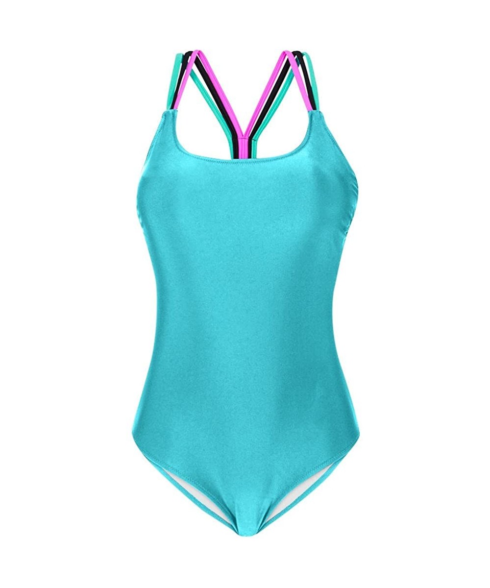 Monokini Swimsuit for Women One Piece Bathing Suits Tummy Control Backless Swimwear Triangle Bodysuit - Blue - CZ1968LQD7E $2...