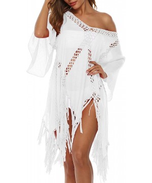 Beach Swimsuit Cover Ups for Women Tassel Bikini Beachwear Sheer Bathing Suit Coverups Plus Size - White - C81947RORI3 $23.02...