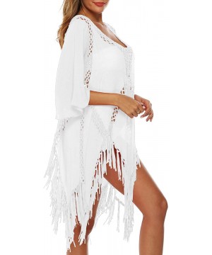 Beach Swimsuit Cover Ups for Women Tassel Bikini Beachwear Sheer Bathing Suit Coverups Plus Size - White - C81947RORI3 $23.02...