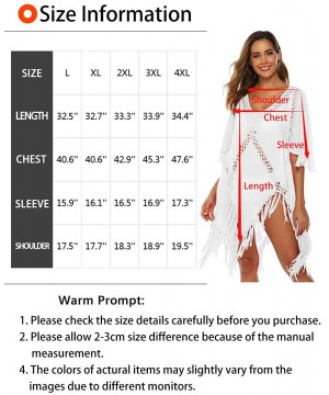 Beach Swimsuit Cover Ups for Women Tassel Bikini Beachwear Sheer Bathing Suit Coverups Plus Size - White - C81947RORI3 $23.02...