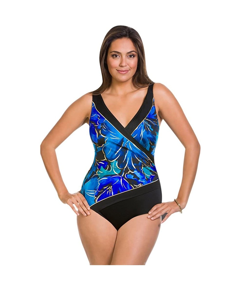 Floral Flutter Gold Foil Surplice One Piece Swimsuit Size 8 - CC187KL58E4 $45.83-One-Pieces