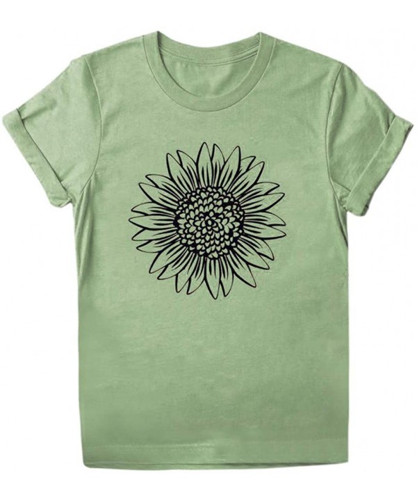 T Shirts for Women Plus Size-Womens Sunflower T Shirt Summer Letter Print Short Sleeve Loose Tops Inspirational Graphic Tees ...