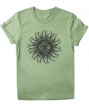 T Shirts for Women Plus Size-Womens Sunflower T Shirt Summer Letter Print Short Sleeve Loose Tops Inspirational Graphic Tees ...