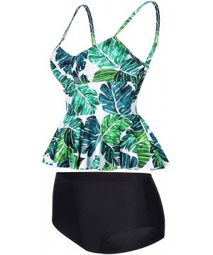 Wowen Swimsuit Two Piece Ruffle Tankini High Waisted Bathing Suit - Black - CL18YYTXET6 $23.00-Sets