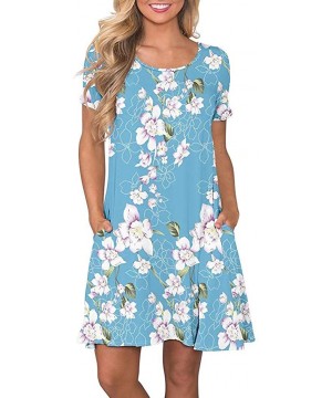 Dresses for Women Casual Fall-Long Sleeve Floral Loose Spring Pleated Loose T Shirt Dresses Casual Swing Dress with Pockets -...