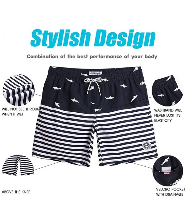 Mens Quick Dry Printed Short Swim Trunks with Mesh Lining Swimwear Bathing Suits - 855555-navy and White - C718GO4O73D $15.86...