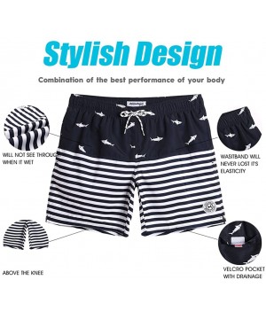 Mens Quick Dry Printed Short Swim Trunks with Mesh Lining Swimwear Bathing Suits - 855555-navy and White - C718GO4O73D $15.86...