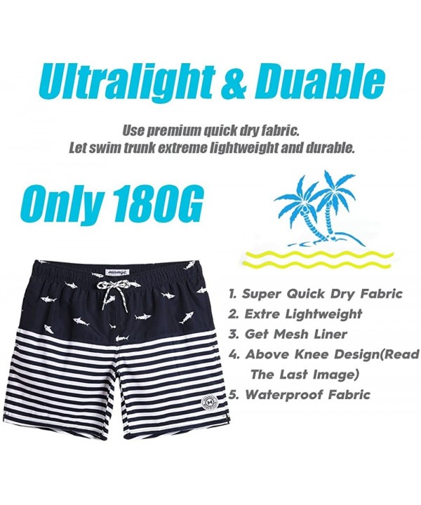 Mens Quick Dry Printed Short Swim Trunks with Mesh Lining Swimwear Bathing Suits - 855555-navy and White - C718GO4O73D $15.86...