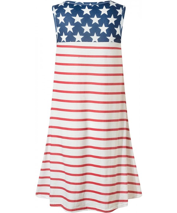 Summer Dresses for Women Beach Floral Tshirt Sundress Sleeveless Pockets Casual Loose Tank Dress - American Flag - CZ18SQ6EM0...