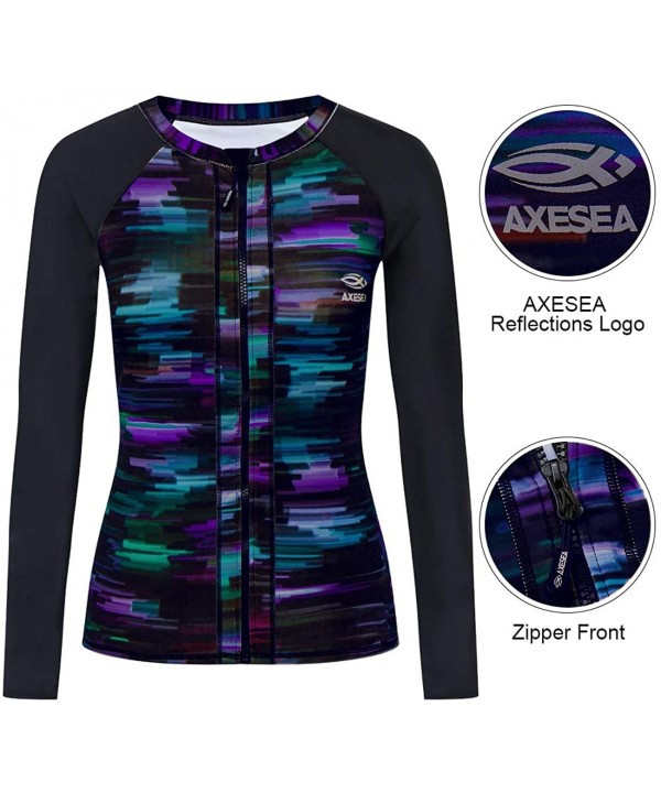 Women's Rash Guard Tops Long Sleeve Bathing Suits Printed UV Sun Protection Swim Shirt - Aurora - CV18T29KQZ9 $38.05-Rash Guards