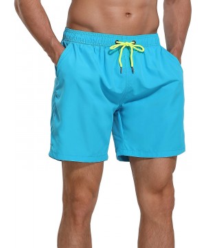 Men's Swim Trunks Beach Board Shorts Dry Quickly Stripe Bathing Suits - Shorts New Sky Blue - CZ18UYATXUY $9.30-Board Shorts