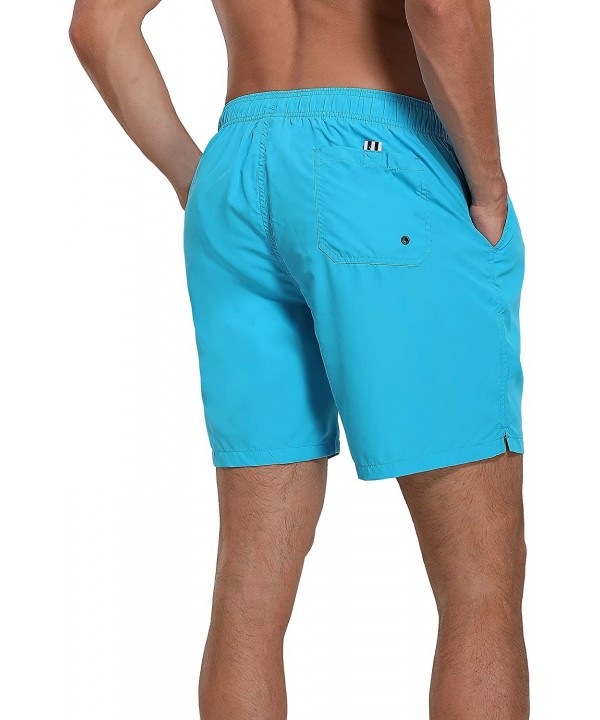 Men's Swim Trunks Beach Board Shorts Dry Quickly Stripe Bathing Suits - Shorts New Sky Blue - CZ18UYATXUY $9.30-Board Shorts