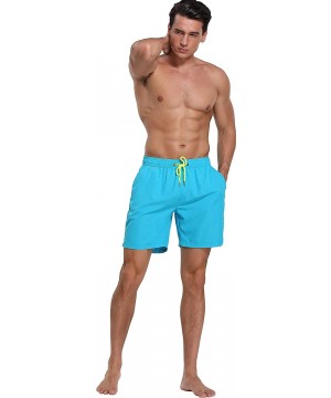 Men's Swim Trunks Beach Board Shorts Dry Quickly Stripe Bathing Suits - Shorts New Sky Blue - CZ18UYATXUY $9.30-Board Shorts