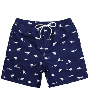 Mens Swim Trunks Quick Dry Funny Swim Shorts with Mesh Lining Swimming Trunks for Men - Shark-navy Blue - CI18UGC598U $19.01-...