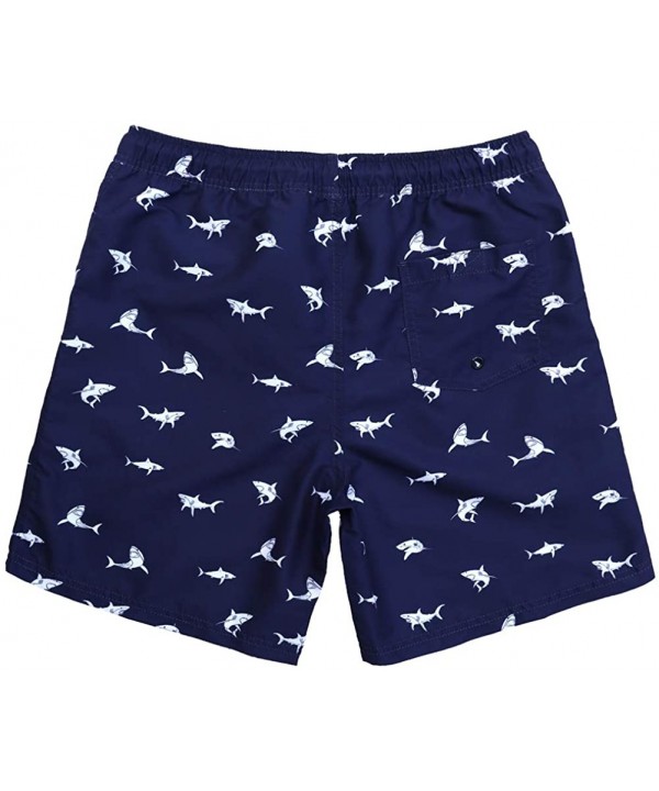 Mens Swim Trunks Quick Dry Funny Swim Shorts with Mesh Lining Swimming Trunks for Men - Shark-navy Blue - CI18UGC598U $19.01-...