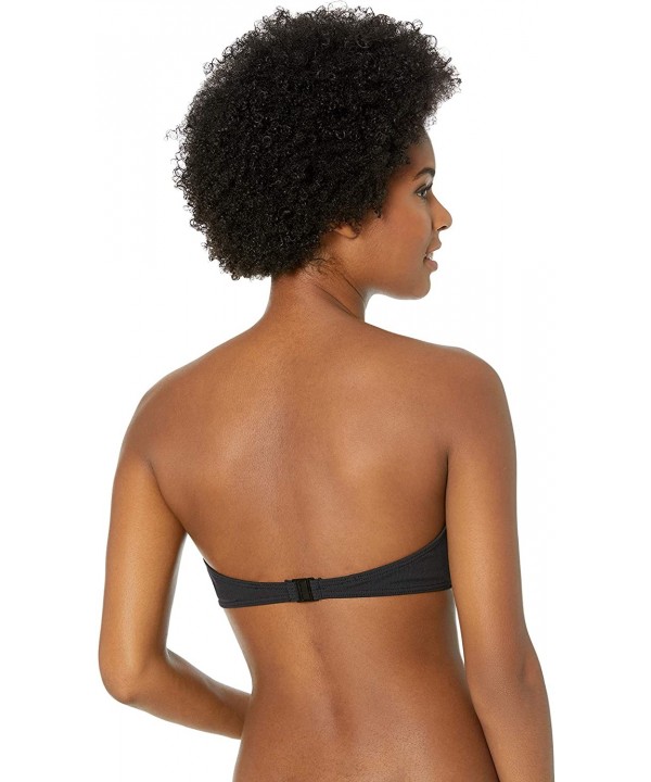 Women's Simply Solid Rib Bandeau Bikini Top - Black - CX18CA528RC $43.39-Tops