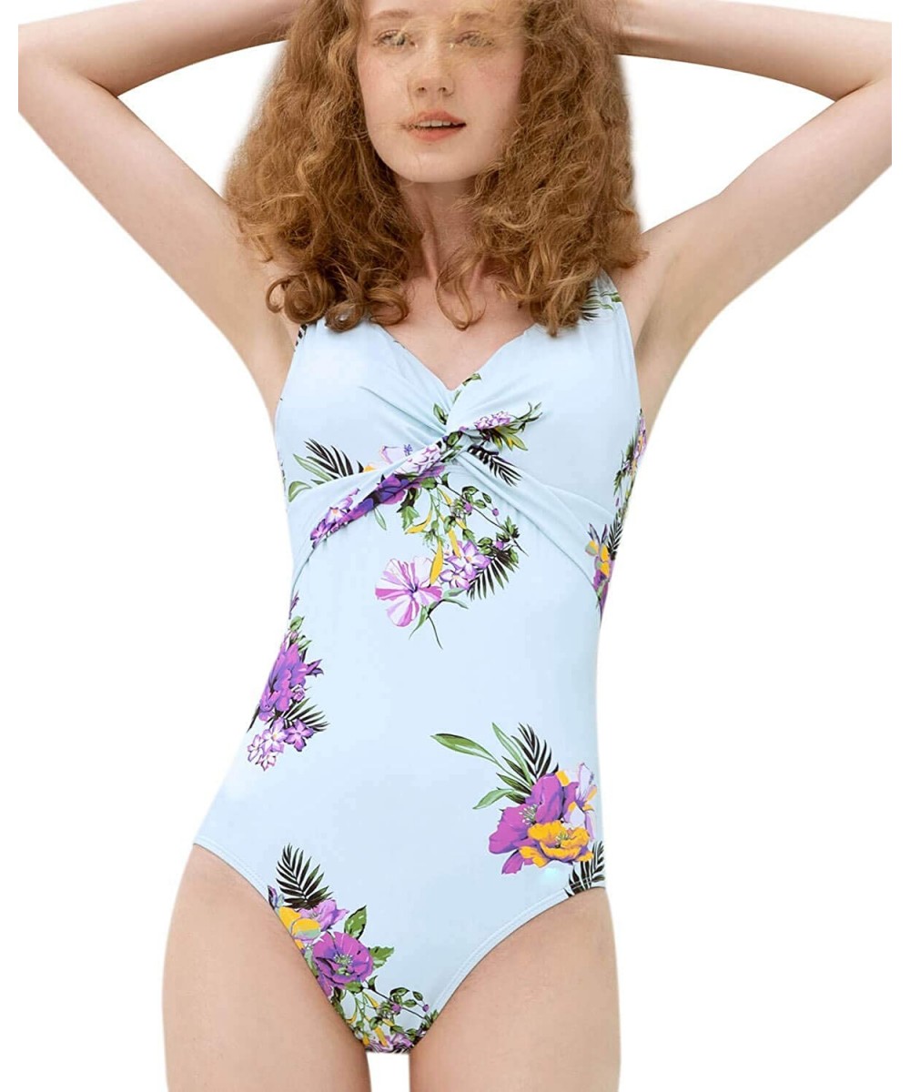 One Piece Swimsuits for Women - Soft and Colorful Floral Design - Multicolored Green - CL19997QZD3 $22.12-One-Pieces