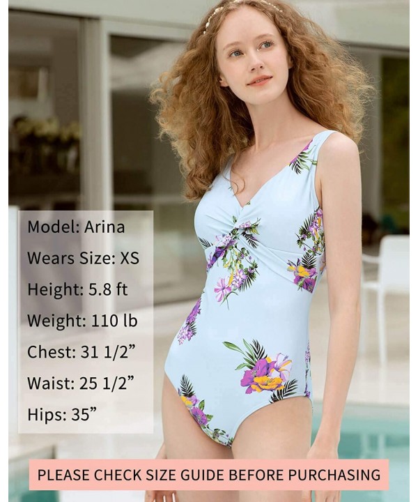 One Piece Swimsuits for Women - Soft and Colorful Floral Design - Multicolored Green - CL19997QZD3 $22.12-One-Pieces