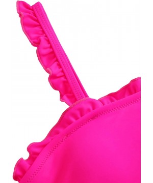 Women's Bathing Suits Spaghetti Strap Ruffle Wrap Bikini Set Two Piece Swimsuits - Hot Pink - CB18S6UHS0Z $21.53-Sets