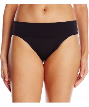 Women's Roll Top Pant Bikini Bottom Swimsuit - Black - CJ11J1ELMLJ $21.23-Tankinis