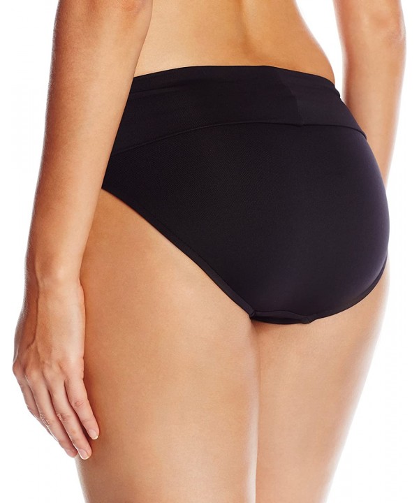 Women's Roll Top Pant Bikini Bottom Swimsuit - Black - CJ11J1ELMLJ $21.23-Tankinis