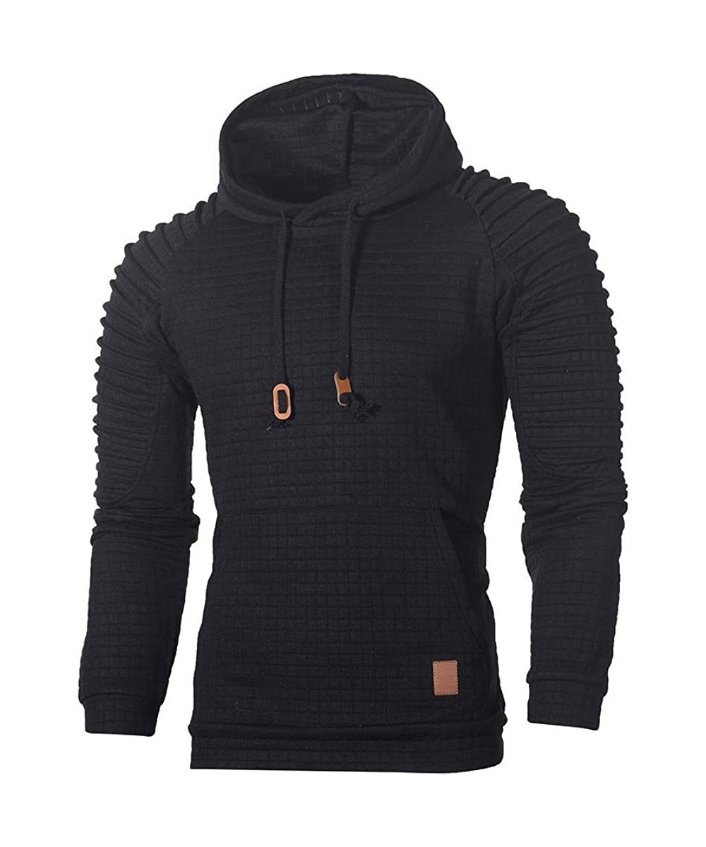 Men's Outdoors Jacket Running Sports Plaid Pullover Regular Fit Hooded Sweatshirt Casual Outwear - Black - CU194KHD3XR $24.50...