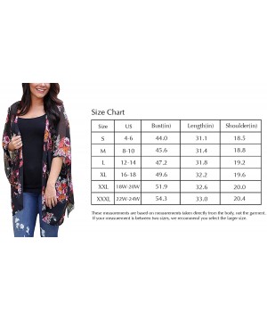 Women's S 3XL Floral Print Kimono Tops Cover Up Cardigans - Style2-black - CY18ORG8SI7 $19.77-Cover-Ups