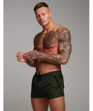 Men's Swim Trunk Swimwear Bathing Suit Board Short with Zipper Pocket - 2 - Army Green - CC194YRQOW2 $13.91-Trunks