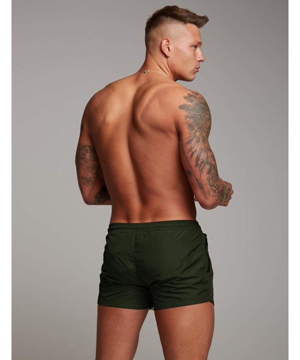 Men's Swim Trunk Swimwear Bathing Suit Board Short with Zipper Pocket - 2 - Army Green - CC194YRQOW2 $13.91-Trunks