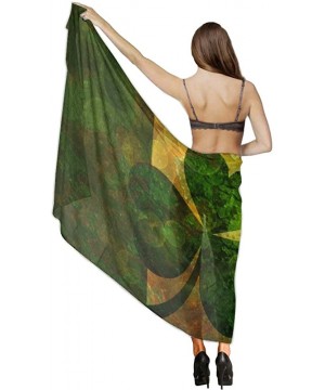 Women Chiffon Sarong Beach Bikini Cover Up Wedding Party Shawls Wraps - Flag of Ireland Retro - CQ190HHZUIQ $17.65-Cover-Ups