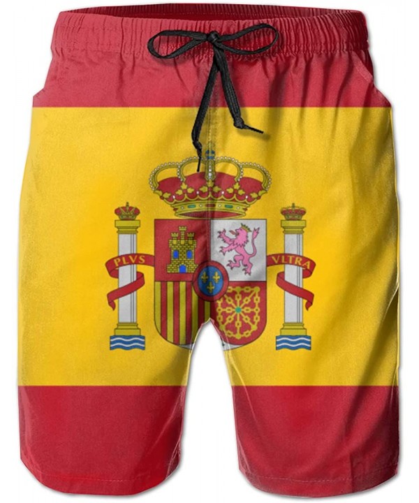 Men Summer Casual Swimming Shorts Quick Dry Swimming Shorts with Pockets - Flag of Spain - CJ198Y9MDD0 $31.49-Trunks