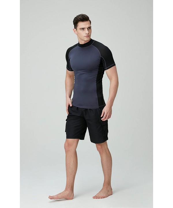 Men's Rash Guard Swim Shirts- UPF 50+ Quick Dry Mid/Short Sleeve Swimming Shirt- UV/SPF Water Surf Shirts - Short Sleeve(msr1...