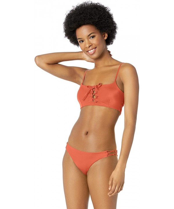 Women's Solid Medium Side Loop Bikini Bottoms - Amber - C718I9YI0TZ $17.43-Tankinis