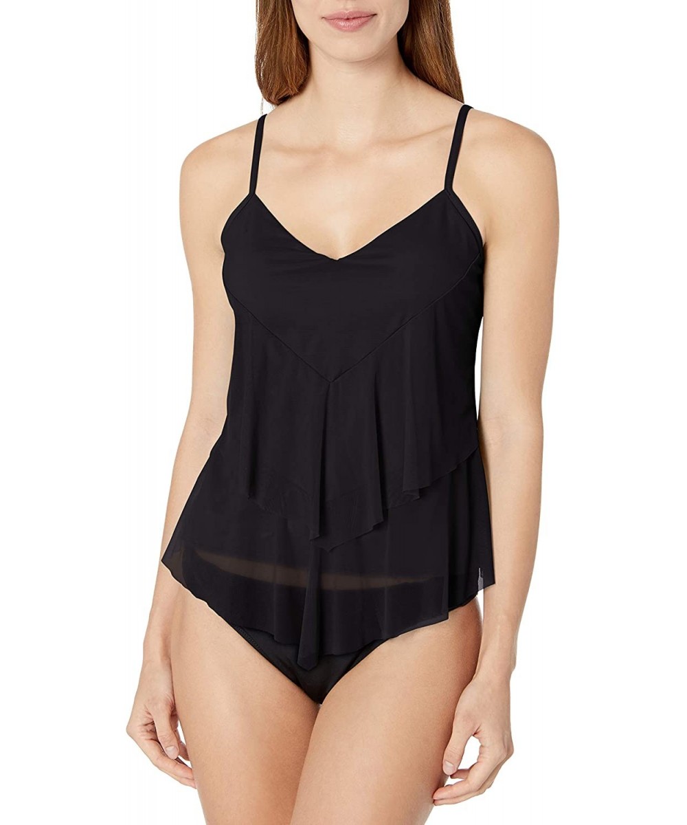 Women's Ava Tiered Tankini - Black - CY1870KH3LD $52.37-Tankinis