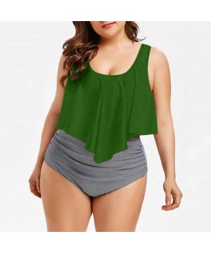 Women Plus Size Swimsuit Summer High Waisted Girls Sexy Bikinis Backless 2PCS Tankini Swinwear Bathing Suits 2019 - Green a -...