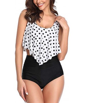 Swimsuits for Women Two Pieces Bathing Suits Top Ruffled Racerback High Waisted Bottom Tankini Set Swimwear White03 - C218S80...