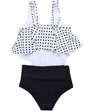 Swimsuits for Women Two Pieces Bathing Suits Top Ruffled Racerback High Waisted Bottom Tankini Set Swimwear White03 - C218S80...