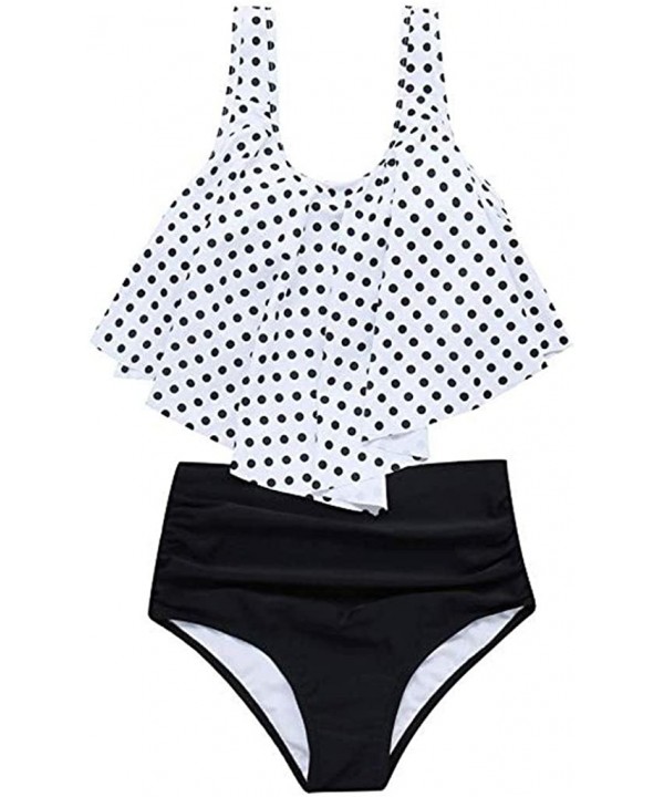 Swimsuits for Women Two Pieces Bathing Suits Top Ruffled Racerback High Waisted Bottom Tankini Set Swimwear White03 - C218S80...