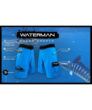 Waterman 5 Pocket Boardshorts - Royal Blue - CY12H6WC03V $40.96-Board Shorts