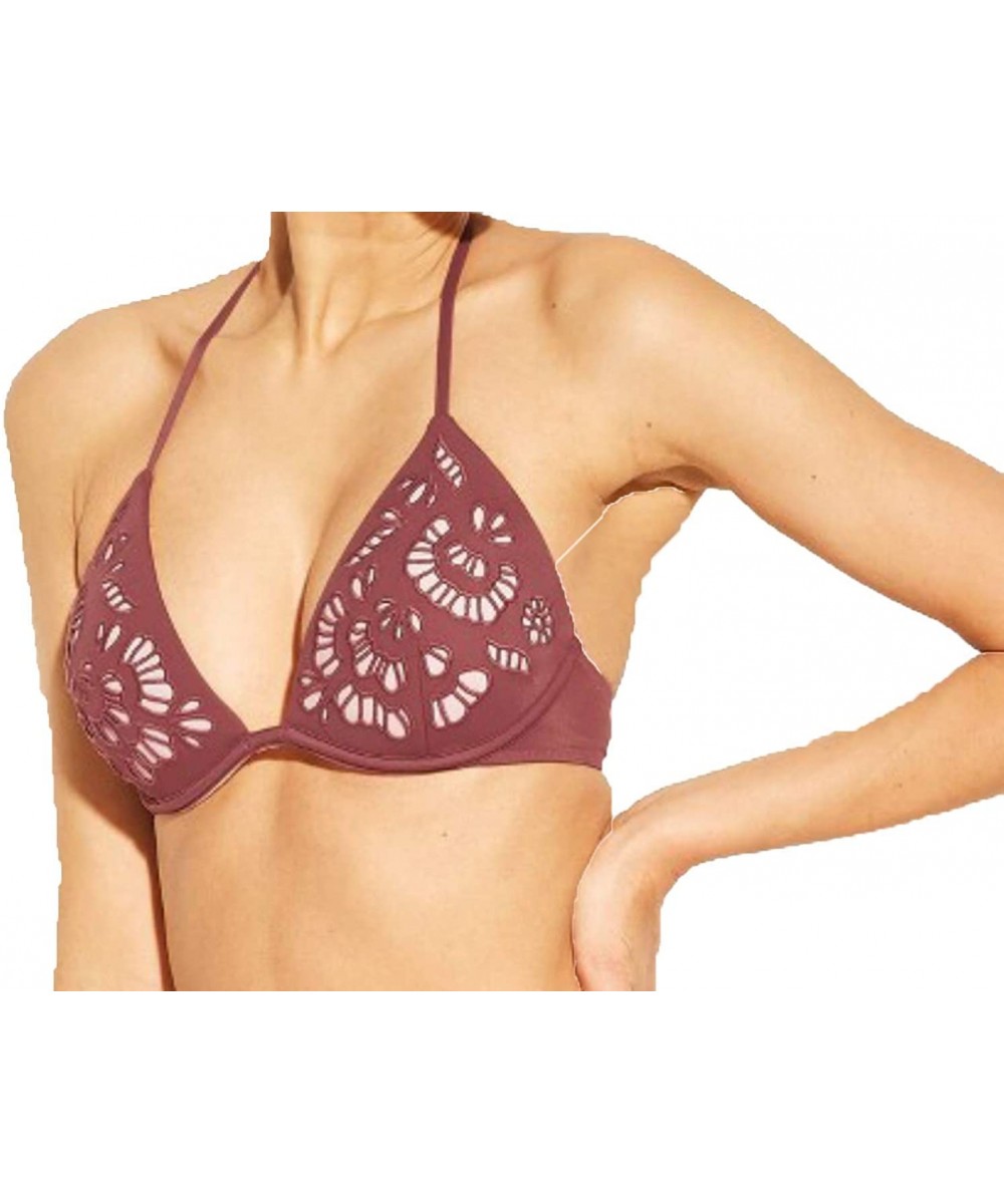 Women's Tropics Light Lift Laser Cut Triangle Bikini Top - Dusty Rose - CD18XUU7OXA $32.58-Tops