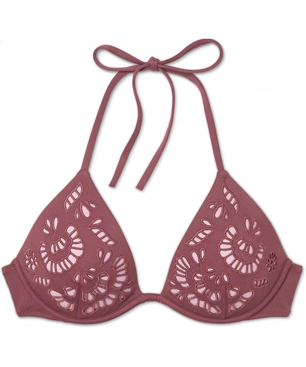 Women's Tropics Light Lift Laser Cut Triangle Bikini Top - Dusty Rose - CD18XUU7OXA $32.58-Tops