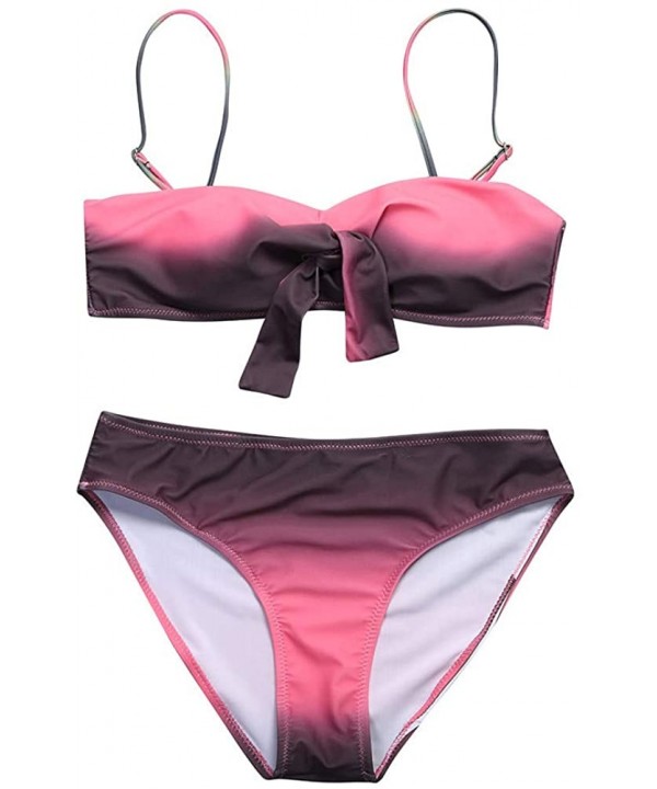 Swimwear for Womens- Summer Beach Padded Push-up Bra Set Bathing Suit Beachwear Tankini Bikini - Pink2 - CS18O2IMLTD $13.26-Sets