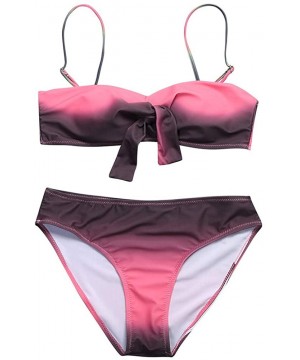 Swimwear for Womens- Summer Beach Padded Push-up Bra Set Bathing Suit Beachwear Tankini Bikini - Pink2 - CS18O2IMLTD $13.26-Sets