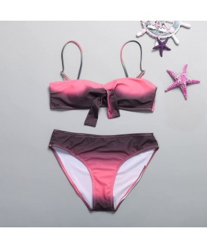 Swimwear for Womens- Summer Beach Padded Push-up Bra Set Bathing Suit Beachwear Tankini Bikini - Pink2 - CS18O2IMLTD $13.26-Sets