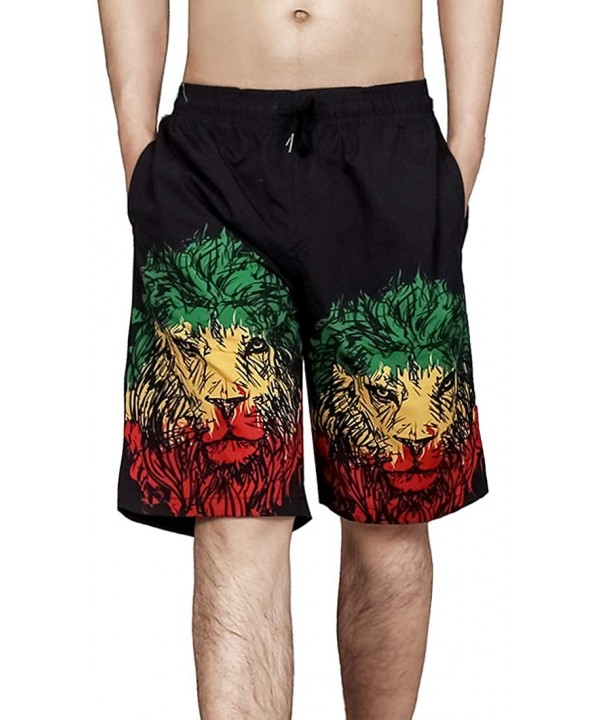 Men's Swim Trunks Beach Board Shorts Quick Dry Bathing Suits Holiday Shorts - Lion - C618STQ973O $8.42-Board Shorts