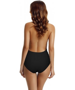 Women's Deep Plunge High Waisted One Piece Swimsuit Bathing Suit - Black - CW182OWZ0WW $21.83-One-Pieces